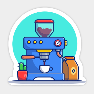 Coffee Machine Pod With Mug, Coffee Pack And Cactus Sticker